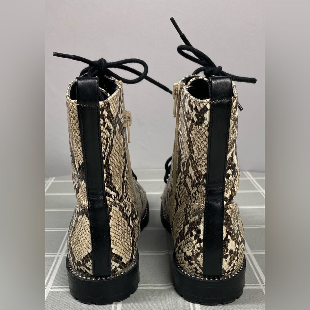Express Snakeskin Print Combat Boot Side Zip Rhin… - image 6